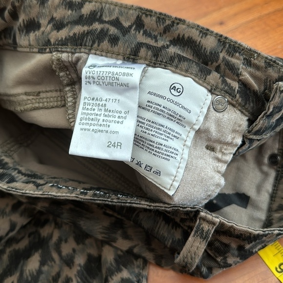 AG Adriano Jeans animal print Farrah High Rise Velvet Skinny Ankle Corduroy 24 - Picture 7 of 14